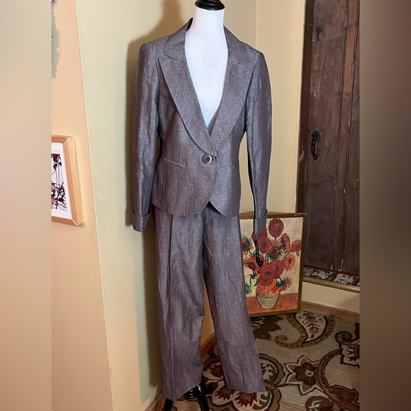 Lafayette 148 Size 14 Flat-Front Career Trouser Virgin Wool + Linen $328 NEW - Picture 13 of 16